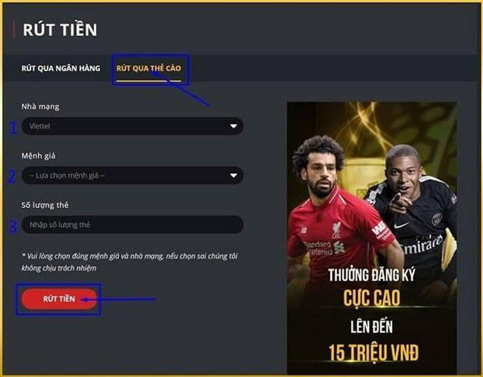 Rút tiền thẻ cào đơn giản